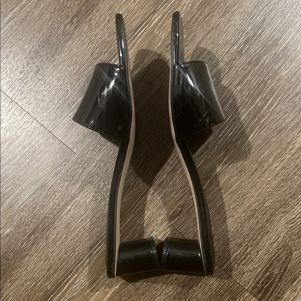Nine West Black Patent Slide Sandals - Picture 2 of 3